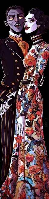 Free vampire bookmark featuring a standing close vampire couple